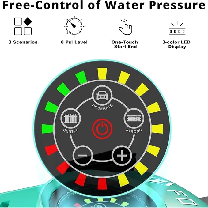 2026Upgraded Pressure Washer 5000PSI with Adjustable Touch Screen 8 Level, 34" Tall, 4 Quick Connect Nozzles,Inlet Hose&Filter&500mlFoam Cannon for Cars/Fences/Driveways/Home Cleaning,Green