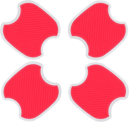 WORCAS 4Pcs Universal 3D Carbon Fiber Car Door Handle Paint Scratch Protector Sticker Auto Door Handle Cups Protective Pad(M-Red)
