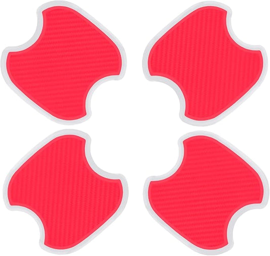 WORCAS 4Pcs Universal 3D Carbon Fiber Car Door Handle Paint Scratch Protector Sticker Auto Door Handle Cups Protective Pad(M-Red)