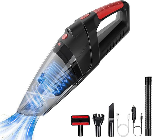 Tradetop Handheld Vacuum Cleaner, Cordless Vacuum Cleaner, 6.5KPA Super Powerful Suction Cleaner, Rechargeable Portable Hand Vacuum,with LED, HEPA Filter, for Home & Pet Hair (Black)