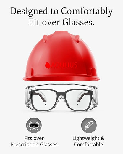 Aqulius Safety Glasses Over Eyeglasses - Shatter-Resistant Protective Eyewear - Anti-Fog & Scratch-Resistant Safety Glasses - Ergonomic Side Shields for Eye Protection - Pack of 3, Unisex