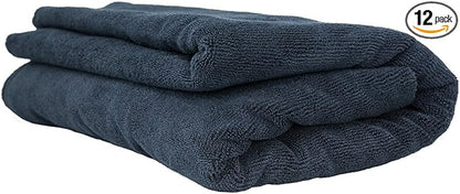 Chemical Guys MIC_808 Edgeless Microfiber Towel (Black 51" x 30") (Pack of 12)