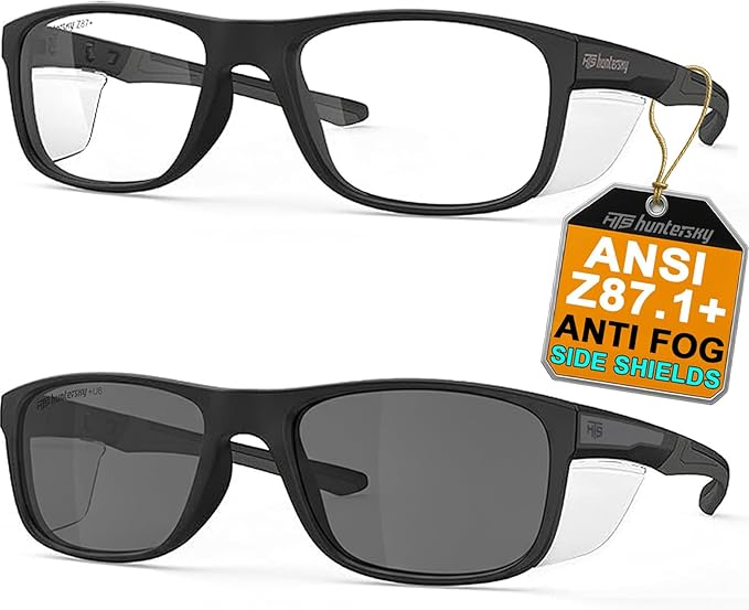 HTS HUNTERSKY TR90NZZ Safety Glasses with Side Shield Small Size Women Men ANSI Z87 Anti Fog Scratch Resistant Lab Pickleball