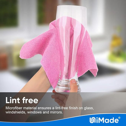 Microfiber Cleaning Cloth, 100 Sheets Microfiber Towels for Cars Commercial Grade Shop Towel Washcloths Lint-Free Bulk Cleaning Rags for Mechanic Restaurant Garage Housekeeping, 11"x 9", Pink
