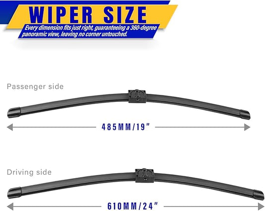 2 wipers Replacement for BMW 3-Series 4-Door E90 E91 06/2006-08/2009 325xi 328i 328xi 328ixDrive 330i 330xi 335i 335xi M3, Windshield Wiper Blades Original Equipment Replacement - 24"/19" (Set of 2)