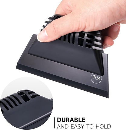FOSHIO Black Small Squeegee, Non-Slip Handle Rubber PPF Squeegee for Window Cleaning, Shower Glass Door, Car Windshield