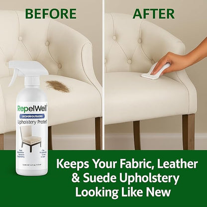 Upholstery Protect Stain & Water Repellent Spray (12oz) Eco-Friendly, Pet-Safe Spray Keeps Your Fabric, Leather & Suede Upholstery Looking Like New