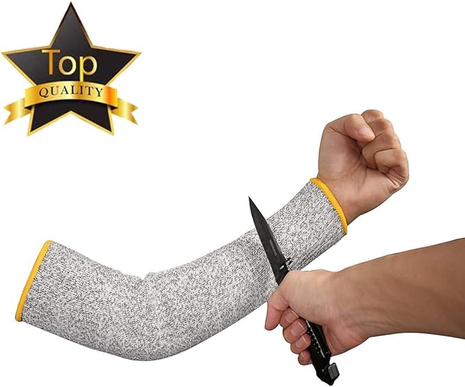 SUYAMI 2 Pairs Arm Protection Sleeves, Cut Resistant Sleeves Level 5 Protection, Slash Resistant Safety Arm Guards