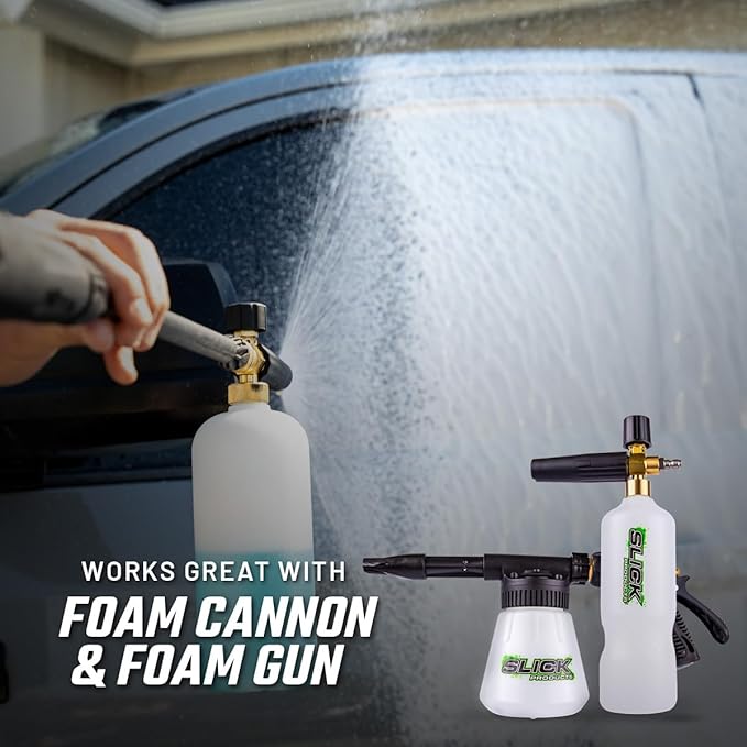 Slick Products Hybrid Ceramic Wash & Wax Super Concentrate – Extra Thick Foaming Car Shampoo & Motorcycle Wash Soap with Wax Protection – Perfect for Foam Cannon – 32 oz.