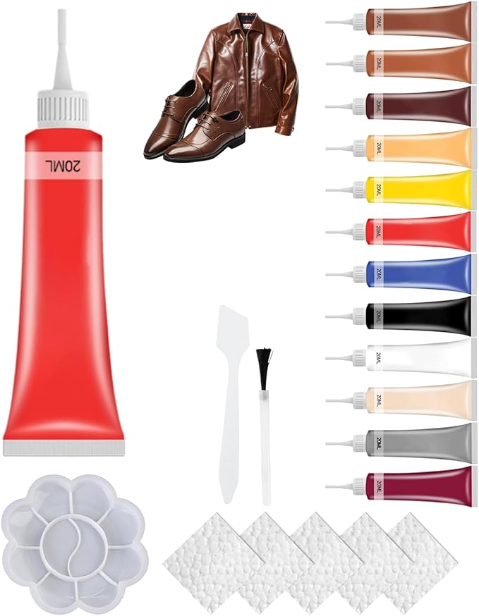 2026 New Advanced Leather Repair Gel, Upgrade Leather Repair Kit for Car Seat Vinyl Repair Kit, Professional Leather Repair Coloured Cream Gel, Multifunctional Couch and Jacket Repair Kit (Red)