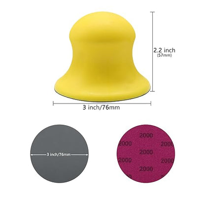 VIBRATITE 40 Pieces 3 Inch Sanding Discs, Wet Dry Sandpaper Sheets Assortment 80 to 7000 Grit Silicon Carbide Hook and Loop Sanding Paper with Handle Sanding Block for Wood Metal Automotive Mirror