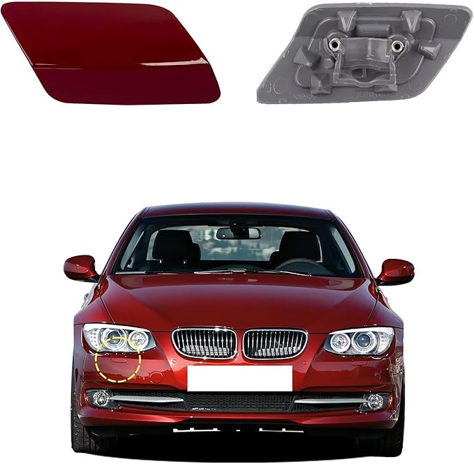 Car Front Bumper Headlight Washer Cover Compatible with BMW 328i 3351 335lS Coupe Convertible 2011-2013 Headlight Washer Nozzles Cover 61677253393 61677253394Cinnabar Red Right