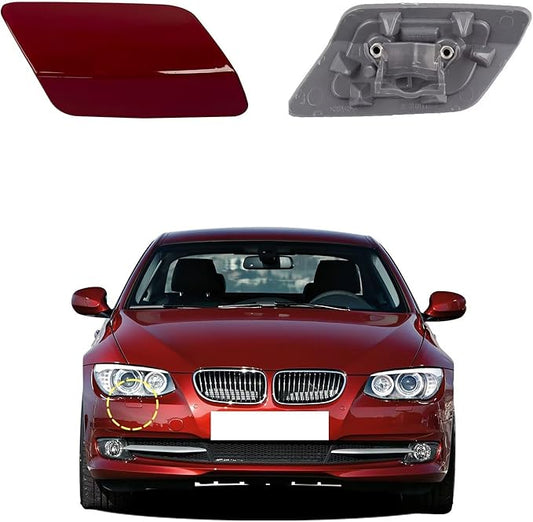 Car Front Bumper Headlight Washer Cover Compatible with BMW 328i 3351 335lS Coupe Convertible 2011-2013 Headlight Washer Nozzles Cover 61677253393 61677253394Cinnabar Red Right