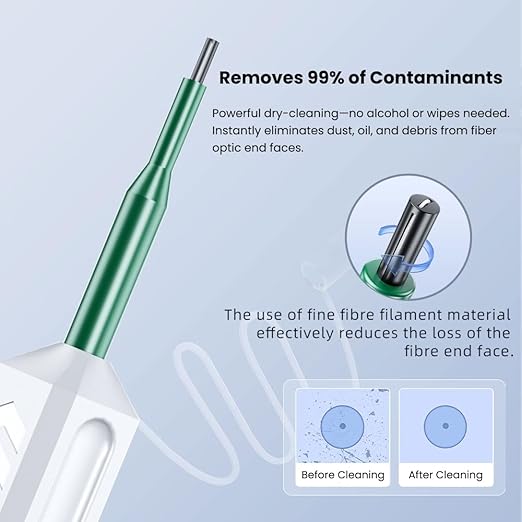 Fiber Optic Connector Cleaning Pen,2PCS Fiber Optic Cleaner Pen for 2.5mm Ferrules SC,FC,ST,SC/APC and FC/APC,800+ Clean Times