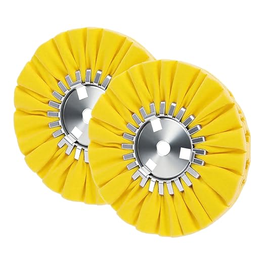 QZATTCAEN 8" Yellow Airway Buffing Wheel 5/8'' Arbor Hole 12 Plys Hard Polishing for Angle Grinder,2 Pcs Polishing Wheels
