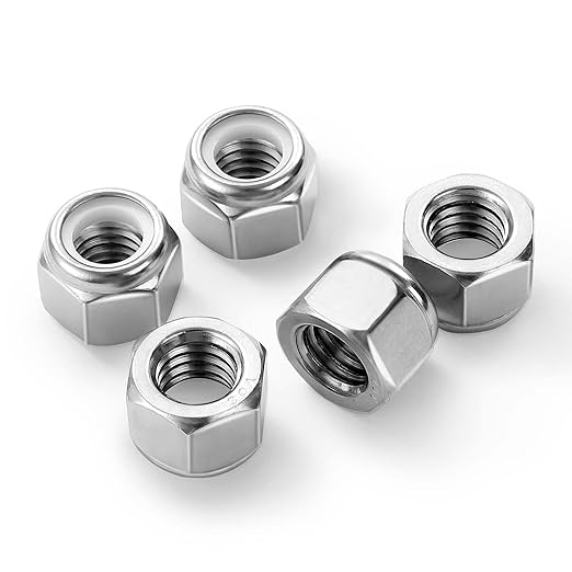 MewuDecor 1/2-13 Nylon Insert Hex Lock Nuts Locknuts, 304 Stainless Steel 18-8, Bright Finish, 25 PCS