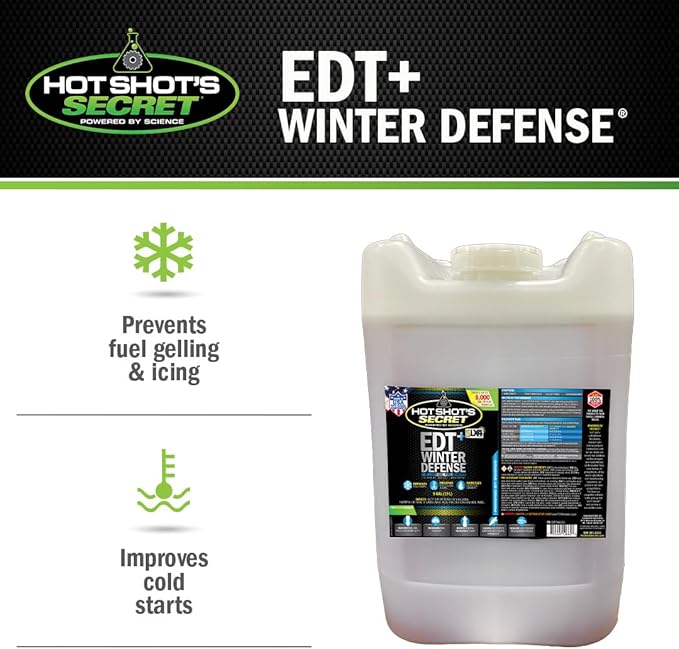 Hot Shot's Secret EDT+ Winter Defense - 7-in-1 Anti-Gel Fuel Booster – Winter Diesel Fuel Treatment - Boosts Cetane for Better Performance – Adds Lubricity - Protects Fuel System - 5 Gallons