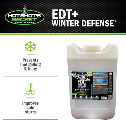 Hot Shot's Secret EDT+ Winter Defense - 7-in-1 Anti-Gel Fuel Booster – Winter Diesel Fuel Treatment - Boosts Cetane for Better Performance – Adds Lubricity - Protects Fuel System - 5 Gallons