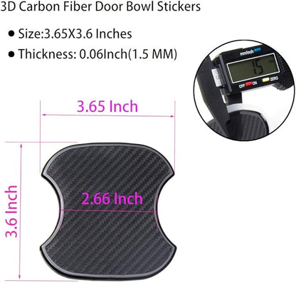 WORCAS 4Pcs Universal 3D Carbon Fiber Car Door Handle Paint Scratch Protector Sticker Auto Door Handle Cups Protective Pad (M)