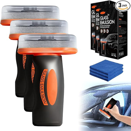 2026 Handheld Glass Oil-Film Remover, New Upgrade Emulsion Cleaner Glass Cleaning Board, Automotive Oil Film Cleaning Brush for Car Windows (3, One Size)