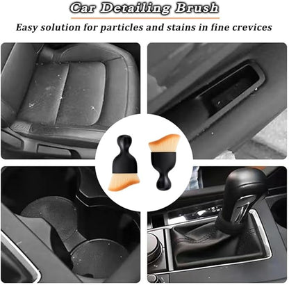 2 Pcs Car Detailing Brush, Car Wash Brush, Car Interior Cleaning Brush Ideal for Interior, Exterior, Dashboard, AC Vents, Leather & Engines, Soft Bristles (Yellow, 2 Pcs)