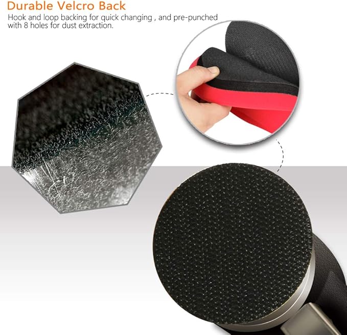 ZFE 1/2/3 Inch Random Orbital Air Sander, Mini Pneumatic Sander for Auto Body Work, High Speed Air Powered Polisher with 15 Polishing Buffing Pads,18 Sandpapers