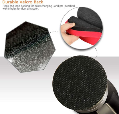 ZFE 1/2/3 Inch Random Orbital Air Sander, Mini Pneumatic Sander for Auto Body Work, High Speed Air Powered Polisher with 15 Polishing Buffing Pads,18 Sandpapers