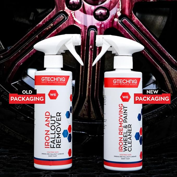 Gtechniq W6 Iron Removing Wheel & Paint Cleaner for Cars 16.9 fl oz | Powerful Iron and Fallout Remover, Dissolves Contaminants Safely, Protects Paintwork and Wheels