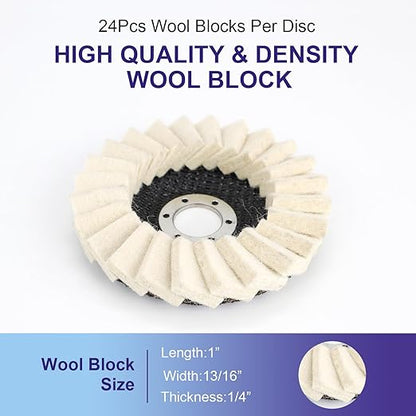 SCOTTCHEN Felt Flap Disc Abrasives 4-1/2" x 7/8" Arbor Buffing Polishing Wheel for Angle Grinder - 5 Pack