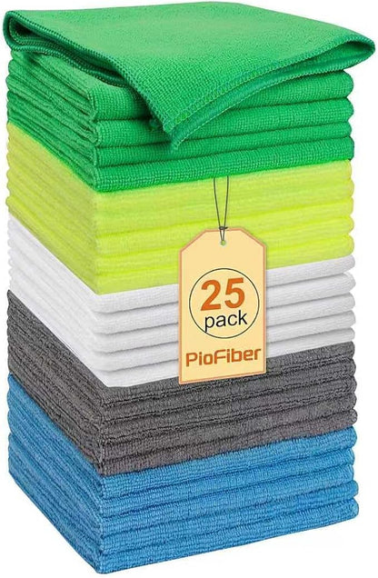 Microfiber Cleaning Cloths 15"x15" – 270GSM Plush Lint-Free Towels for Cars & Auto Detailing, Super Absorbent Car Wash Cloths for Drying, Polishing, Glass & Household(25 Pack)