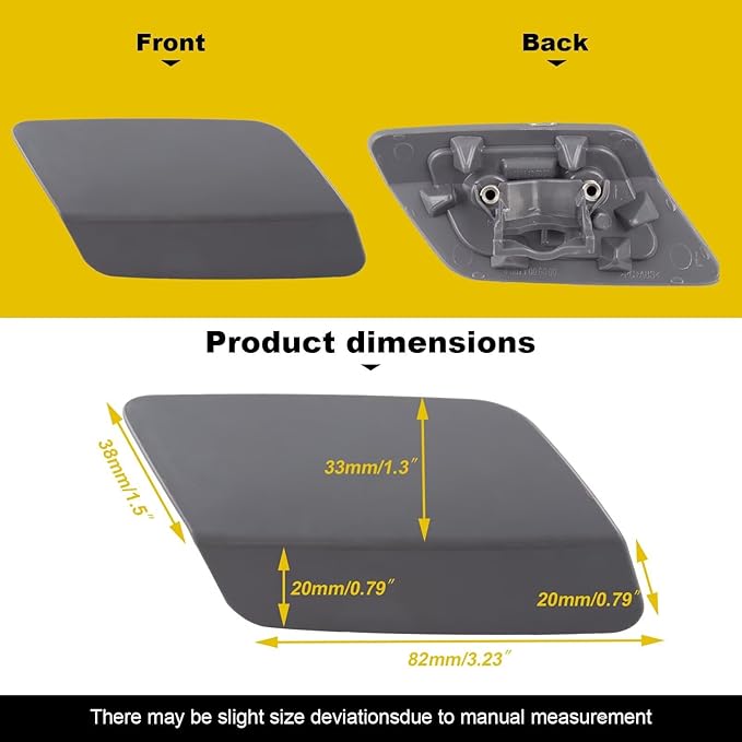 Car Front Bumper Headlight Washer Cover Compatible with BMW 328i 3351 335lS Coupe Convertible 2011-2013 Headlight Washer Nozzles Cover 61677253393 61677253394 Water Spray Cover White