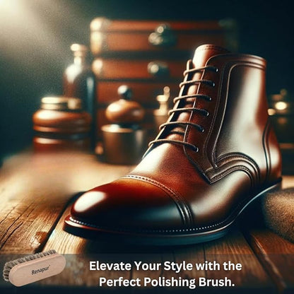 Renapur Premium Horsehair Brush - Super-Soft Bristles with Ergonomic Wooden Handle, Perfect for Polishing Leather & Cleaning Suede or Fabric Shoes/Boots.