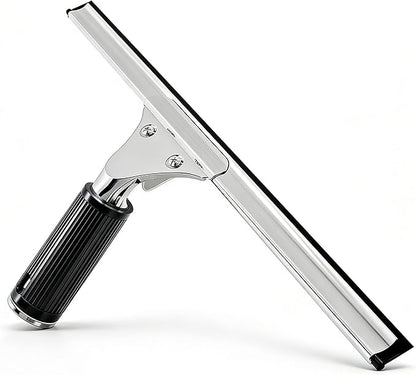 14-inch Squeegee for Shower Glass & Window Cleaning, Professional Stainless Steel Squeegee with Durable Handle for Streak-Free Glass, Mirror, Tile & All Smooth Surfaces