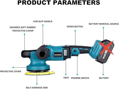 Brushless Cordless Car Polisher Kit Compatible with Makita 18V Battery- 6 Inch Orbital Buffer, 6-Speed Adjustable,Portable Waxing & Detailing Machine for Cars-Tool Only