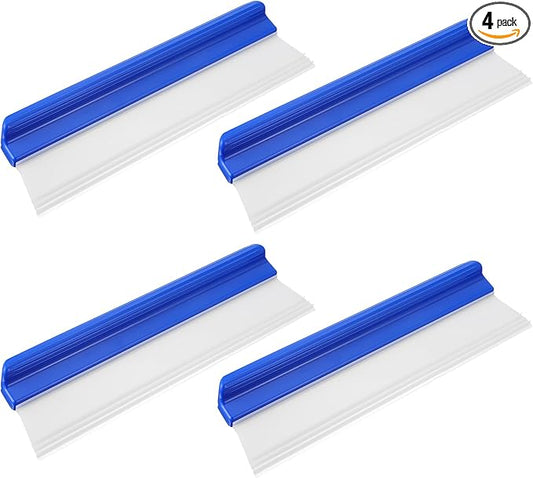 SHENLIU 4 Pack Silicone Car Squeegee 12 inch Flexible Car Water Scraper Tool Silicone Window Squeegee Auto Water Blade Cleaning for Windshield, Glass, Window, Mirror, Shower Doors, Washing & Wiping