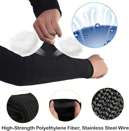 SUYAMI Arm Protection Sleeves, Cut Resistant Sleeves Level 5 Protection, Slash Resistant Anti Abrasion Safety Arm Guards (A-black sleeve, one size)