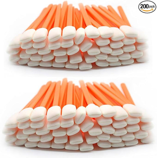 Wellgler's Foam Cleaning Swab,for Electronics, Camera, Optical Lens Cleaning and Clean Inkjet Printer (200pcs Orange)