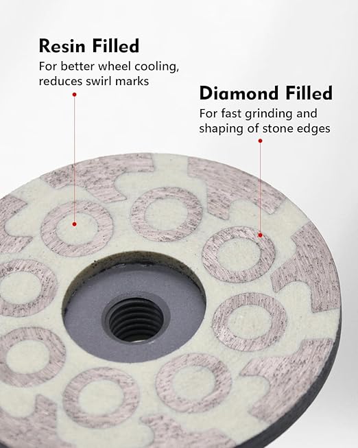4" Flat Resin Filled Grinding Wheel, Diamond Cup Wheel with 5/8’’-11 Thread for Granite Marble Engineered Stone (Fine)
