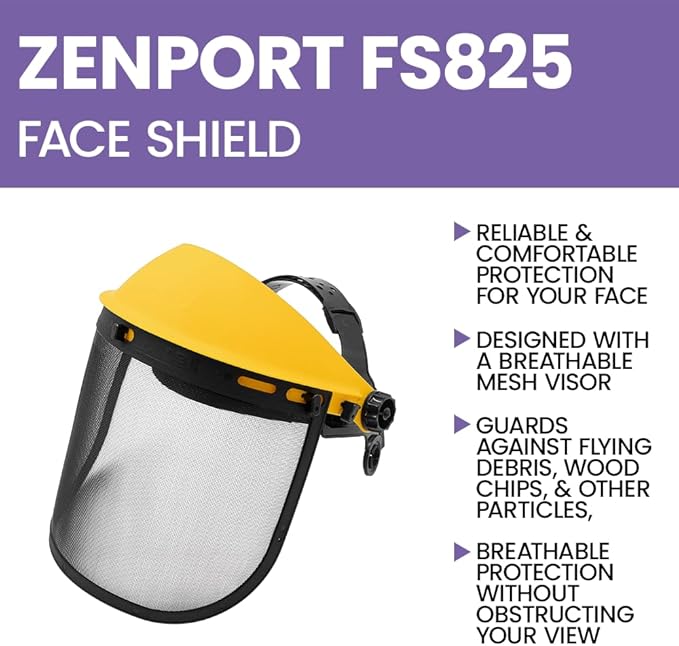 Zenport FS825-10PK Adjustable Wire Mesh Visor Face Shield Protective Face Wear44; Box of 10