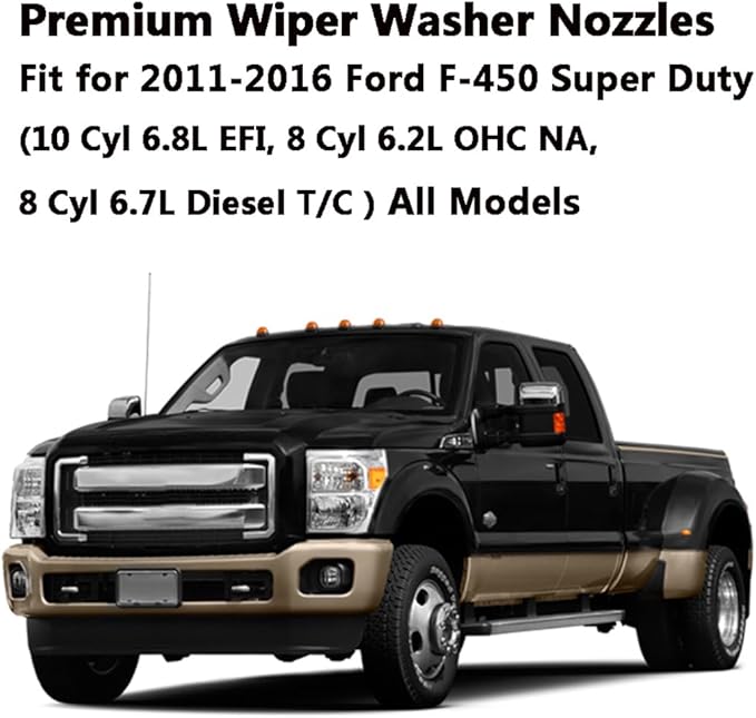 BC3Z-17603-A Premium Wiper Washer Nozzles Fit for Ford Super Duty F250-F550 2011 2012 2013 2014 2015 2016 | Windshield Washer Fluid Jet Nozzle | Easy to Install | 2 Pack, Ref BC3Z17603A Dual Spray