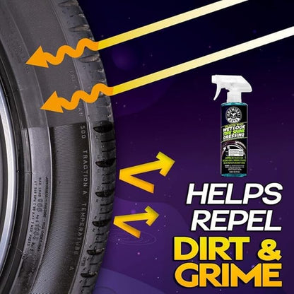 Chemical Guys Galactic Black Wet Look Tire Shine Dressing, for a Whole New Level of Shine and Depth of Black, Safe for Cars, Trucks, Motorcycles, RVs & More, 32 fl oz