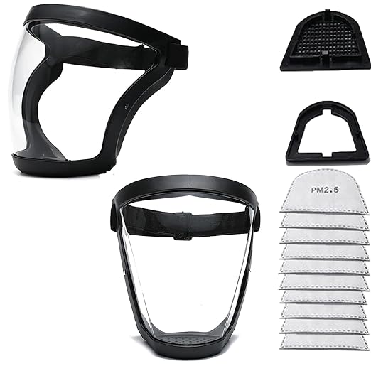 Full Face Shield for Adults Women Men（2 pack), Full Face Super Protective Shields, Adjustable reusable high-definition plastic face shield with Super Lightweight, High-Definition, Anti-Fog