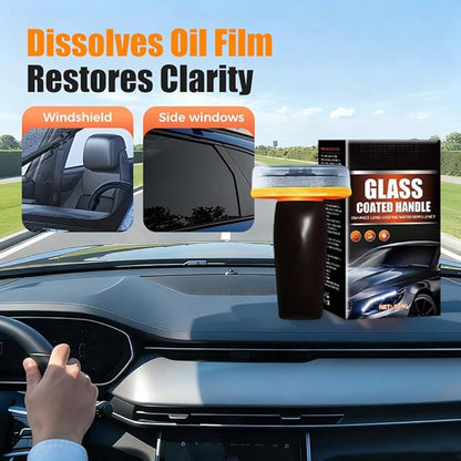 HISKI Car Oil Film Cleaner,Handheld Glass Oil-Film Remover, Car Glass Cleaner Oils Film Cleaning Brush,Glass Guard Windshield Cleaner & Oil Films Remover Emulsion Coating for Cars Window (3PCS)