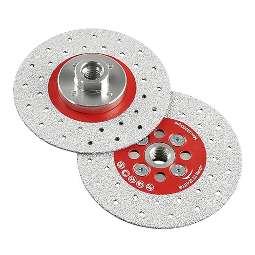 LOZLIN 3PCS 115MM Vacuum Brazed Ultra-Thin Multi-Pore Flat Abrasive Sheet Disc for Porcelain Glass Ceramic Tile Granite Marble Diamond Saw Blade (red and Porous, 1)