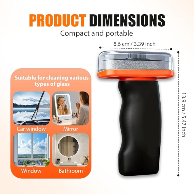 Glass Oil Film Remover for Car, 2026 Automotive Glass Cleaner for Auto Windshield/Window/Mirror Cleaning Improve Windshield Clarity for Safe Driving