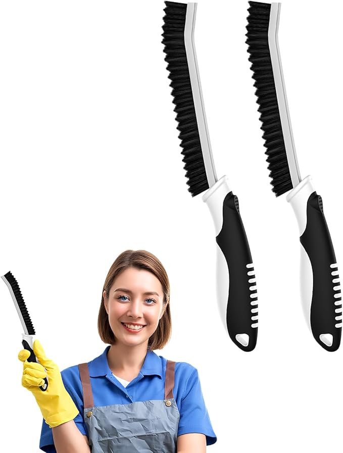 Cleangor Crevice Cleaning Brushes, Serrated Scrub Brush Tool for Hard to Reach Tight Space, Cleaner Brushes, Cleaning Supplies, Home Essentials for Shower, Bathroom, Kitchen, Window, Toilet, Sink