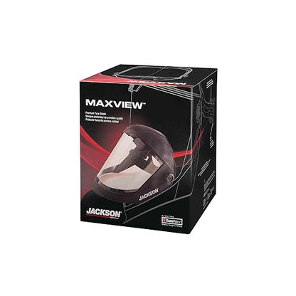 Jackson Safety Lightweight MAXVIEW Premium Face Shield - Mask with 370 Speed Dial Ratcheting Headgear, ANSI Z87.1, for Work, Grinding, Cutting - Anti Fog Coating - Clear Tint