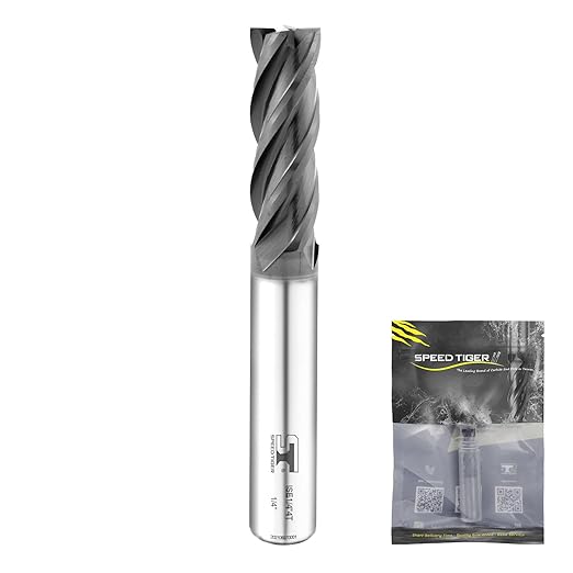 SPEED TIGER Micrograin Carbide Square End Mill - 4 Flute - ISE1/2 4T (1 Piece, 1/2") - for Milling Alloy Steels, Hardened Steel, Metal & More – Mill Bits Sets for DIYers & Professionals