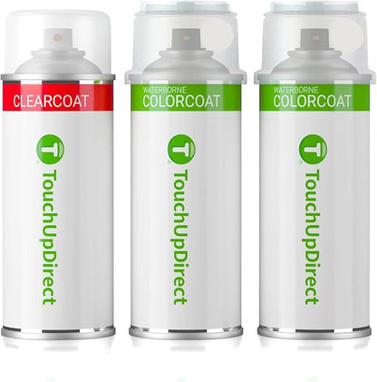 TouchUpDirect AZ/M7446A Star White Metallic Tricoat Compatible with Ford Exact Match Touch Up Paint Aerosol - Essential Kit