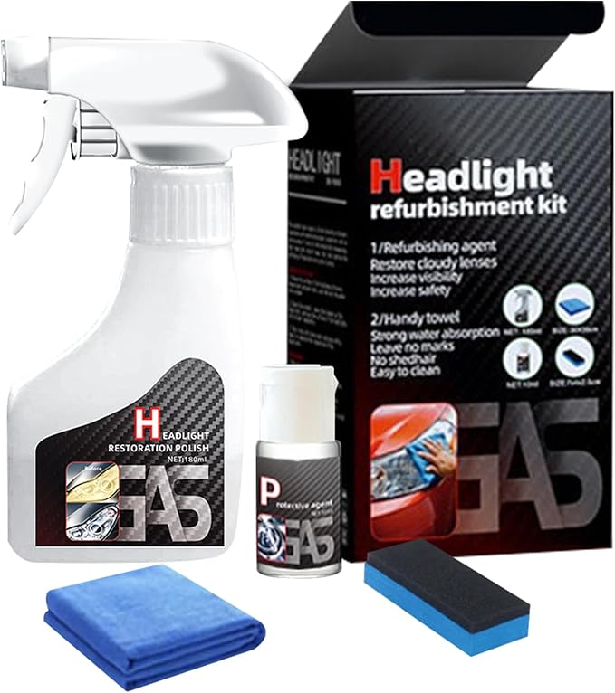 Nmoiat Headlight Restoration Kit, Automotive Headlight Cleaner Polishing Kits, Headlamp Repair Polisher Cleaning Kits Ceramic Coating Spray Head Light Restoring Kit for All Vehicle Types